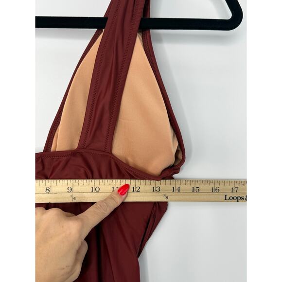 J.Crew Swimsuit Women 12 Sienna Red Ruched V-neck One Piece Beach Vacation - Picture 11 of 11